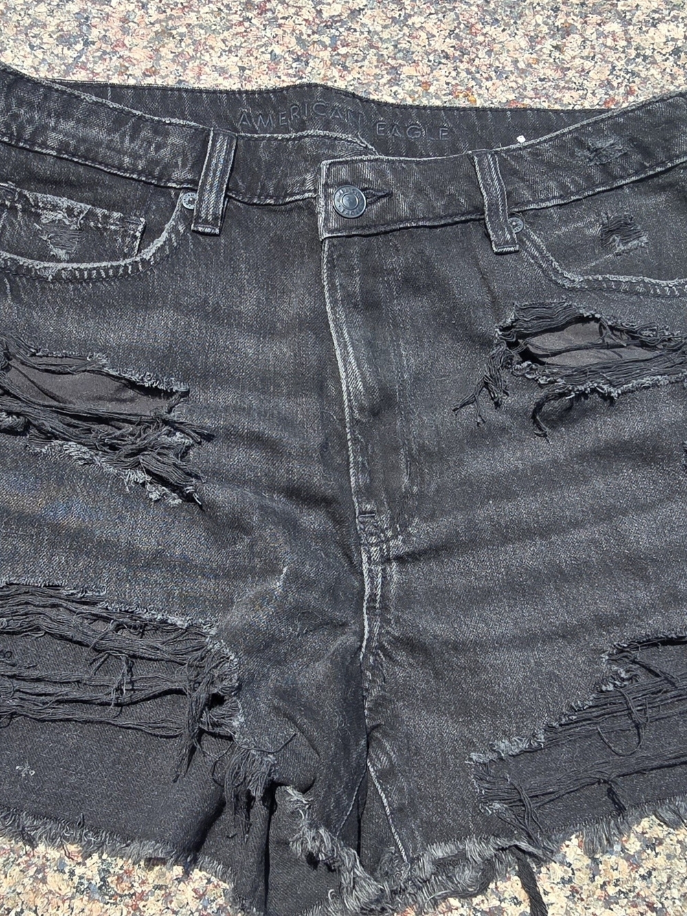 American Eagle Outfitters Women's Black Distressed Jean Shorts